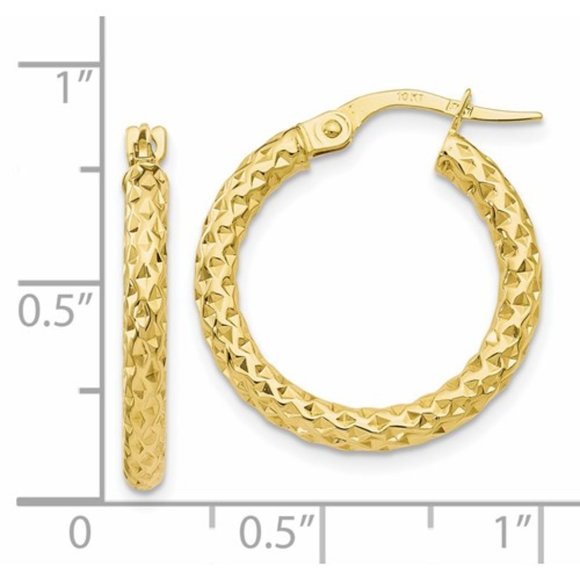 10K Diamond-Cut Hoop Earrings - Picture 3 of 3